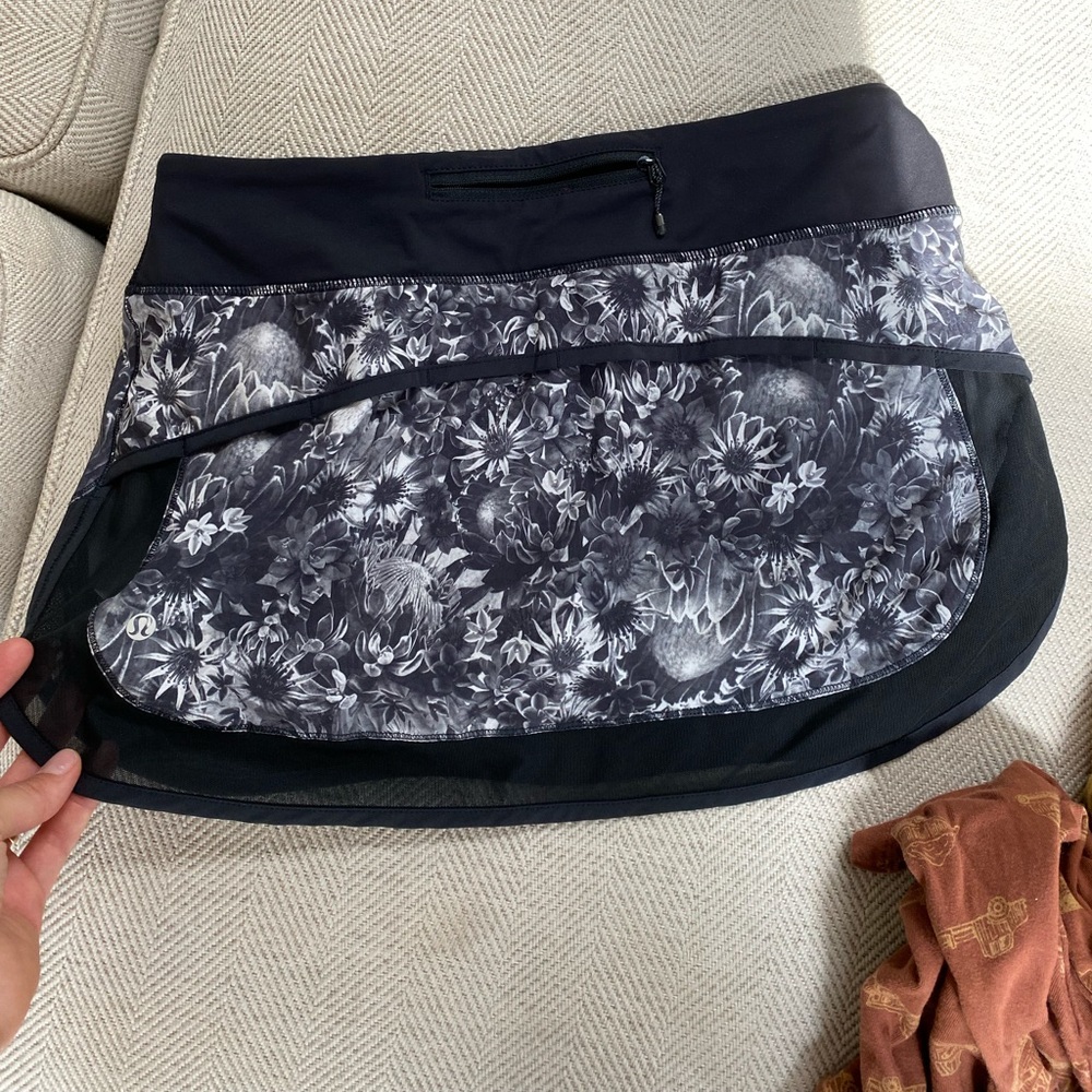 lululemon athletica Black & White Floral Mini Skirt